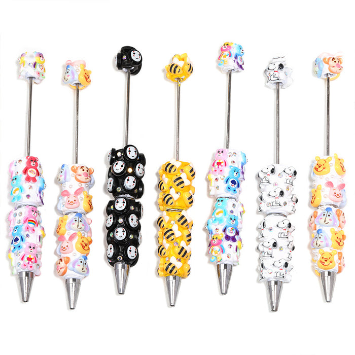 Wholesale Fashion Cartoon Bear Ballpoint Pen Resin Bead DIY Craft Gift minimum quantity: 5