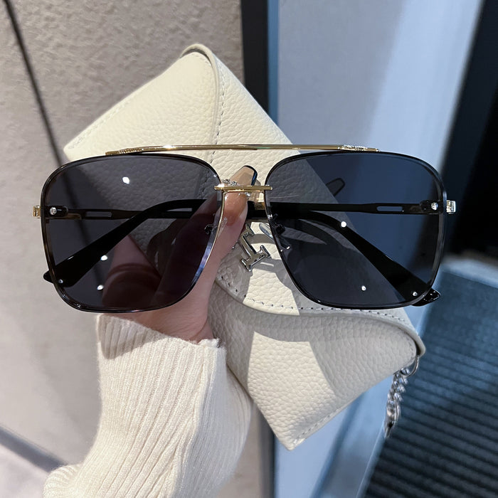 Wholesale New Transparent Blue Sunglasses for Men, Retro Double Beam Driving Sunglasses for Travel, UV Protection