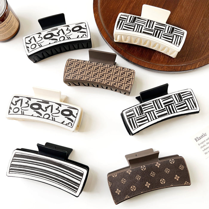 Wholesale Pu Printed Shark Clip Western Style Retro Leather Hairpin Hair Grabber Hair Accessories