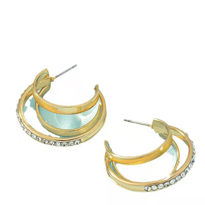 Wholesale Metal Cold Wind Big Ear Ring Earrings Diamond Earrings Women