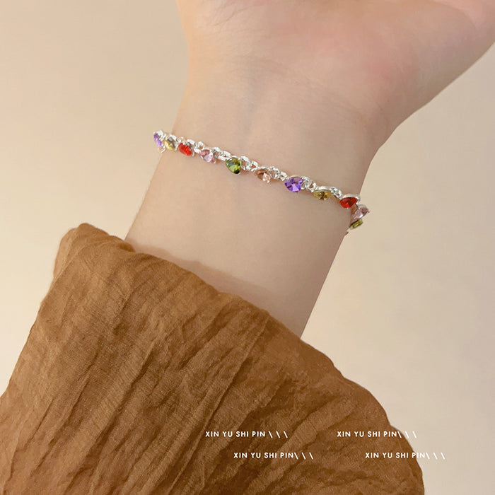 Wholesale Colorful Zircon Love Bracelet with Light Luxury and Fashionable Micro Inlaid Zircon Hand Accessories