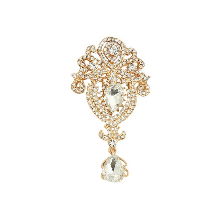 Wholesale Water Drop Brooch with Diamonds Alloy Clothing Brooch