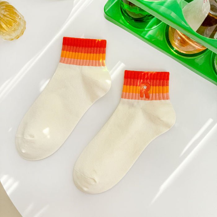 Wholesale Socks low short tube women's socks gradient letter embroidery college style sports socks cotton