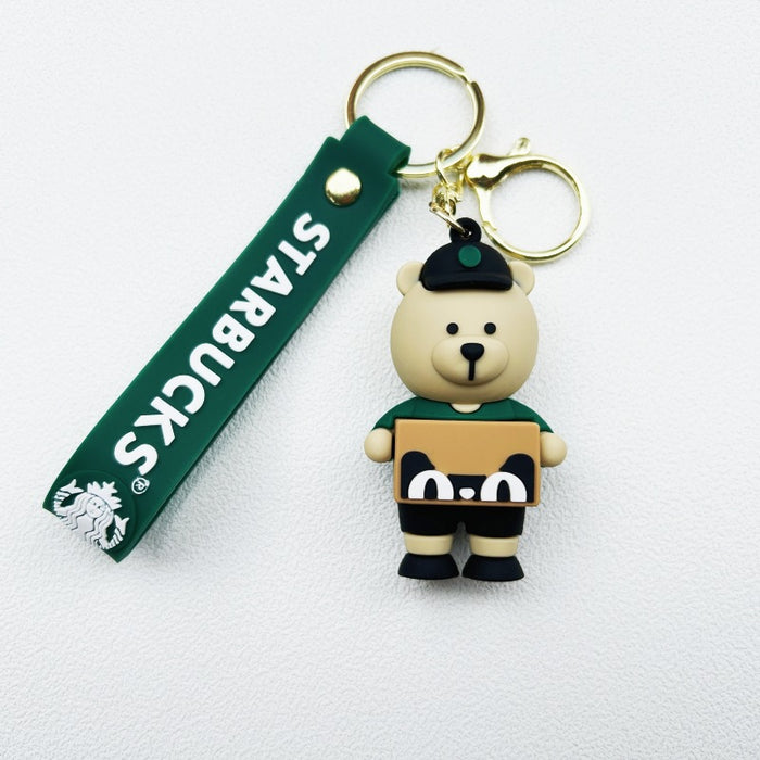 Wholesale Soft rubber cute bear cartoon keychains