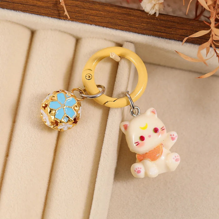 Wholesale Cute Cat Resin Phone Chain Keychain Cartoon Animal Bag Charm Gift For Girls Boutique Resale Accessory