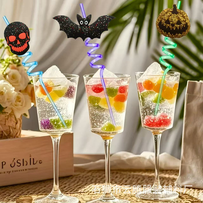 Wholesale 10pcs Silver powder  cartoon bar personality straw stickers party decoration straw stickers