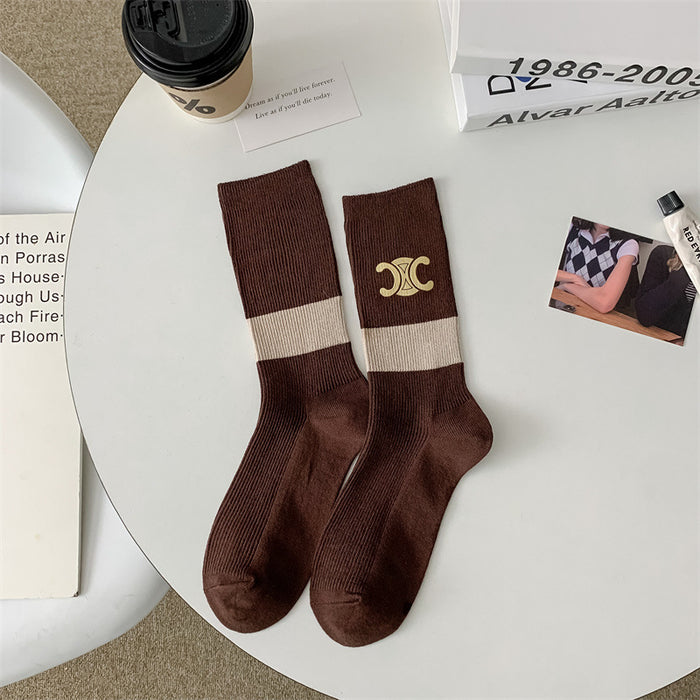 Wholesale Heavy Hot Stamping Letters Mid-tube Cotton Women's Socks JDC-SK-Sany002