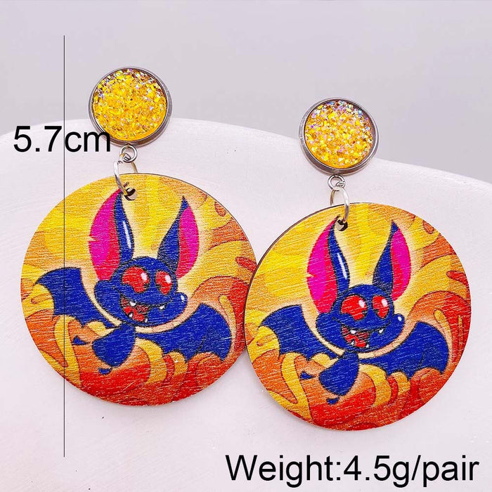 Wholesale  Wooden Earrings Pumpkin Forest Skull  Web Earrings