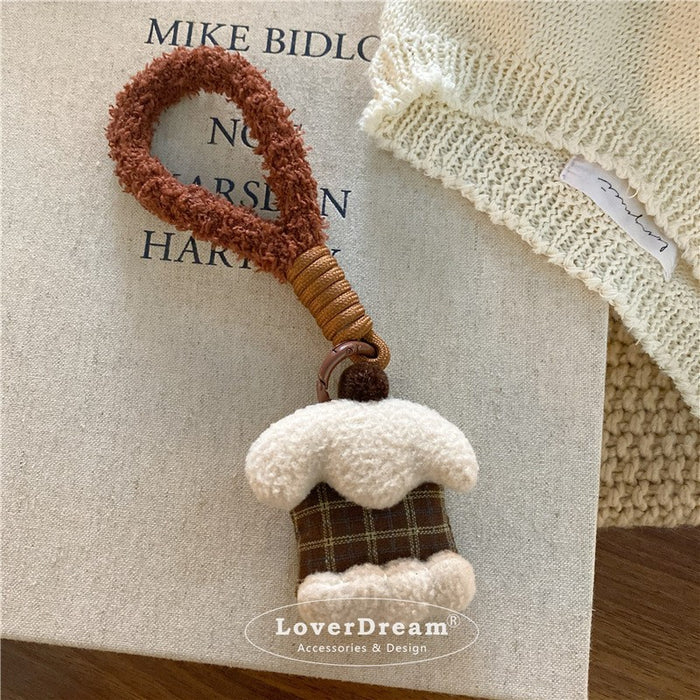 Wholesale Milk Tea Coffee Color Puppy Pendant Keychain Bag Pendant for Women