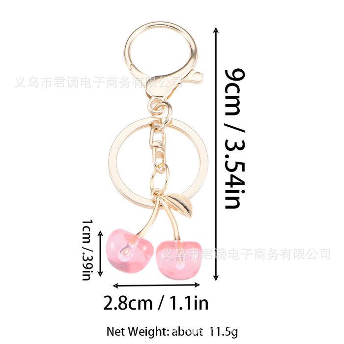 Wholesale cherry key chain simulation fruit key ring girl bag pendant decoration