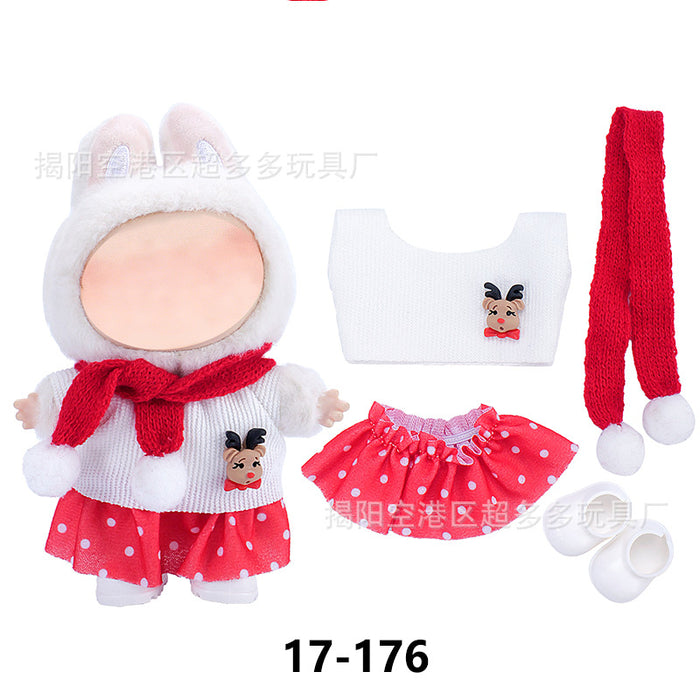 Wholesale ( Clothes only)  Baby clothes 17cm plush Christmas dress