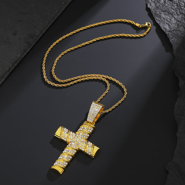 Wholesale New Personalized Full Diamond Cross Pendant Cuban Necklace Street Pendant Accessories