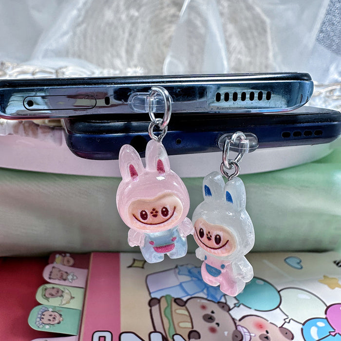 Wholesale Mobile phone dust plug charging port dust cap luminous pull cloth dust plug