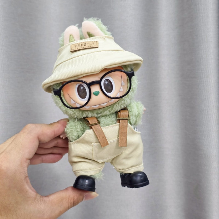 Wholesale Sitting Party Doll Clothes Cola  Vinyl Clothes Fisherman Hat Overalls Set