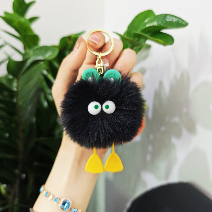 Wholesale imitation rex rabbit fur doll little duck plush ball pendant doll schoolbag pendant keychain mobile phone accessories