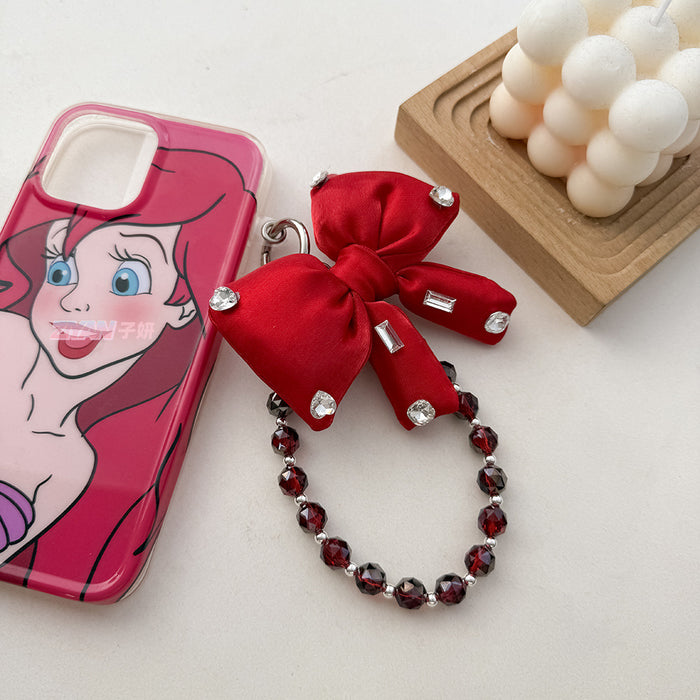 Wholesale Pearl String Bow Shiny Baroque Mobile Phone Hanging Pendant Keychain