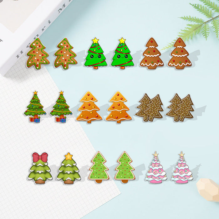 Boucles d'oreilles en gros biscuits d'arbre de Noël en plastique JDC-ES-XIANGL081