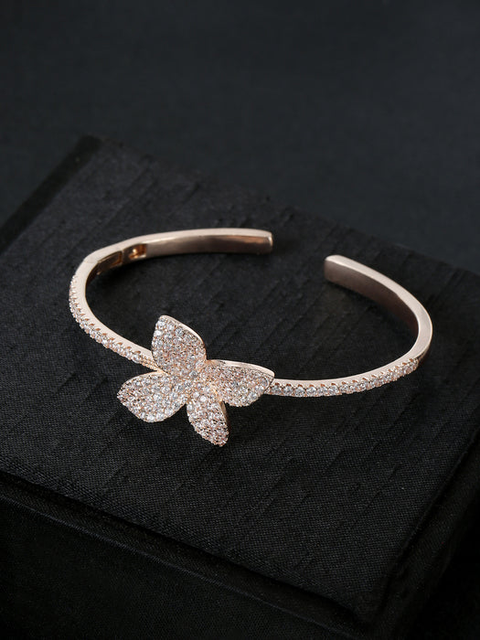 Four-Leaf Flower Zircon Bracelet Open Bracelet Bracelet Versatile Adjustable Hand Jewelry for Women