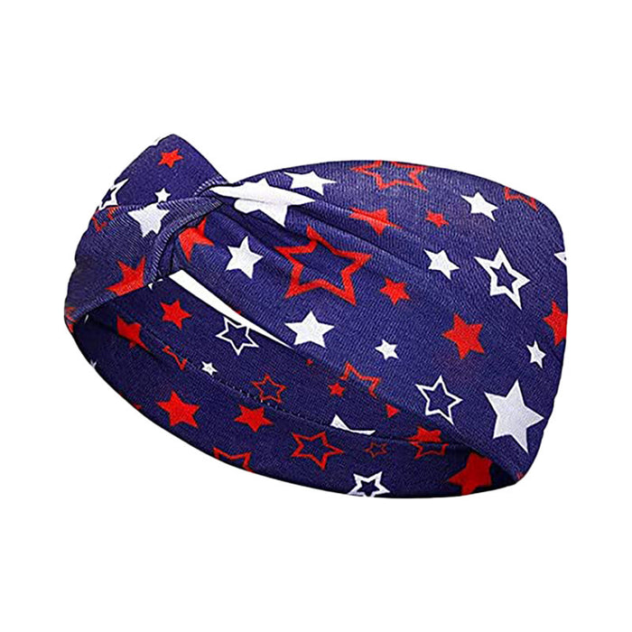 Wholesale 2PCS American Flag Independence Day Stars Knotted Sweat Absorbent Sports Bundle Fabric Headband JDC-HD-YunQ001