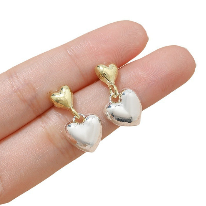 Wholesale Versatile and high-end double heart earrings, fashionable earrings with temperament and geometric earrings wholesale