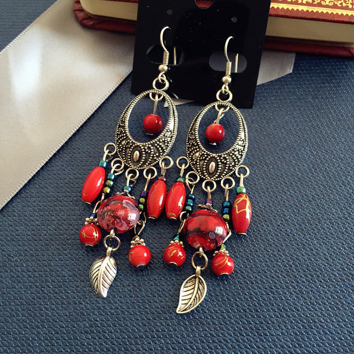 Wholesale Alloy Bohemian Retro Ethnic Style Earrings JDC-ES-Luox008