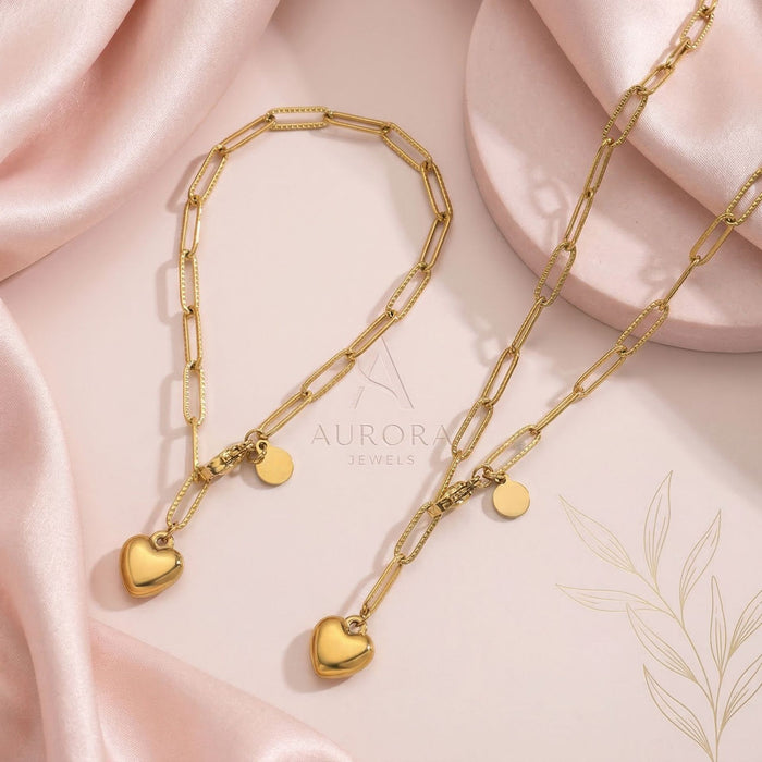 Wholesale Minimalist Stainless Steel Bracelet with Heart Pendant