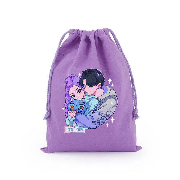 Wholesale Cartoon Canvas Drawstring Travel Storage Bag Handbags