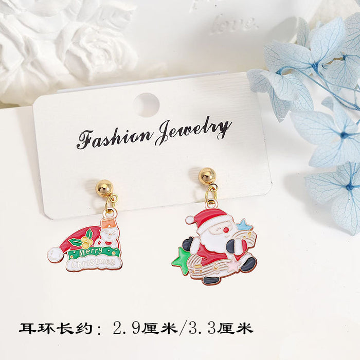 Wholesale Metal Electroplated Christmas Earrings Snowflake Elk Design Chic Fashion Access MOQ≥2 MOQ≥