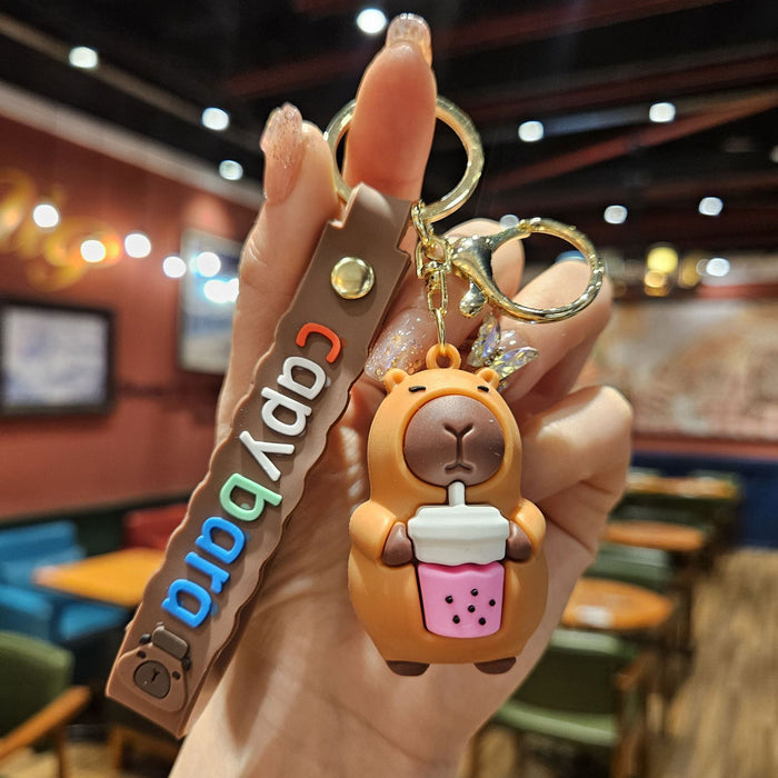 Wholesale Capybara keychain cartoon capybara king car bag key chain pendant small gift