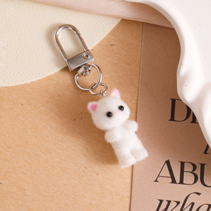 Wholesale Cute cartoon plush cat keychain pendant hanging decoration resin exquisite backpack bag car keychain