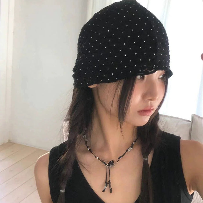 Wholesale Fashionable long strap thin headscarf hat with an atmosphere retro sun shading hat