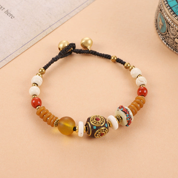 Wholesale Ethnic Style Turquoise Copper Beads Beaded Bracelet JDC-BT-Luox001