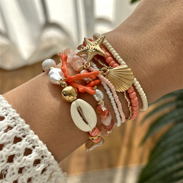 Wholesale Ocean Starfish Shell Stacking Bracelet Set Trendy Beaded Handmade Jewelry