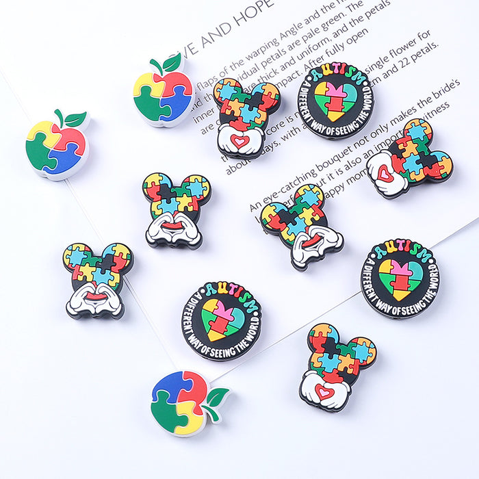 Wholesale of 20pcs Autism Cartoon Silicone Beads JDC-BDS-HeXing004