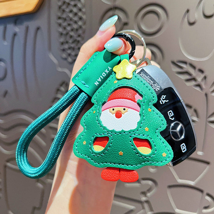 Wholesale Christmas Tree Leather Keychain Pendant Cute  Bag Charm Gift