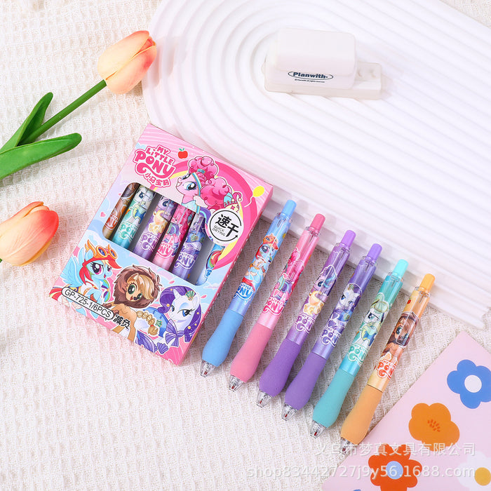 Wholesale 6pcs Multi-series cartoon soft sheath press gel pen high color value student brush pen ST quick-drying carbon black pen