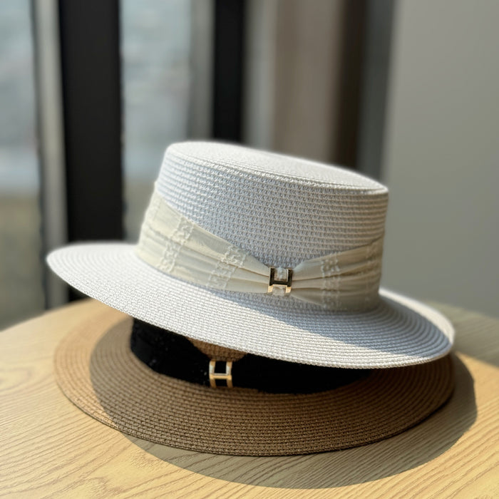 Wholesale Flat Top Straw Hat Summer Sunshade Sun Protection Straw Fashion Trendy