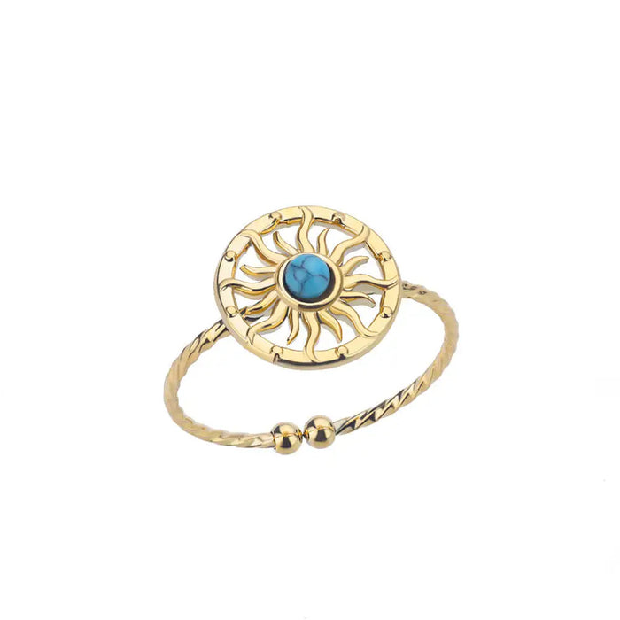 Wholesale Retro Inlaid PeacocK Turquoise Stainless Steel Ring