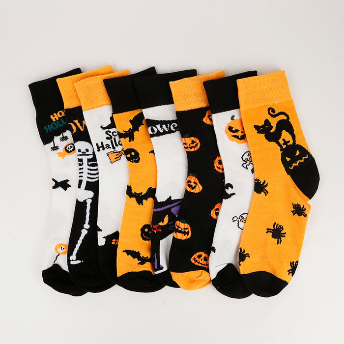 Wholesale Halloween large size Christmas pumpkin witch funny men' s long socks mid-tube casual socks women