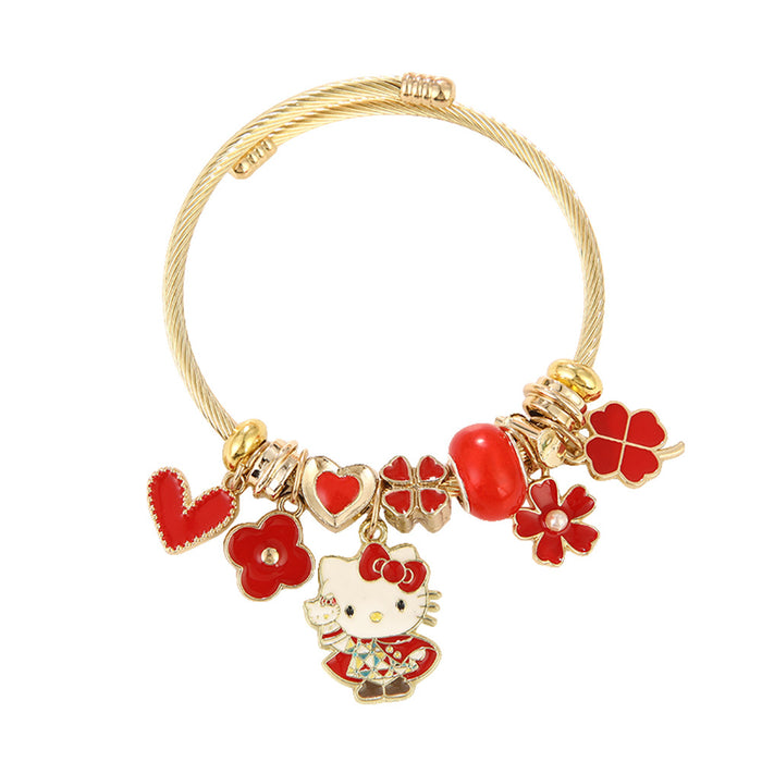Wholesale Stainless Steel Beaded Bracelet Cute Cartoon Jewelry for Women Gift MOQ≥2