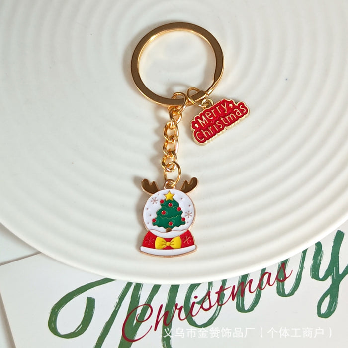 Wholesale Christmas keychain cartoon metal ornaments Christmas tree elk snowman cute creative bag pendant gift