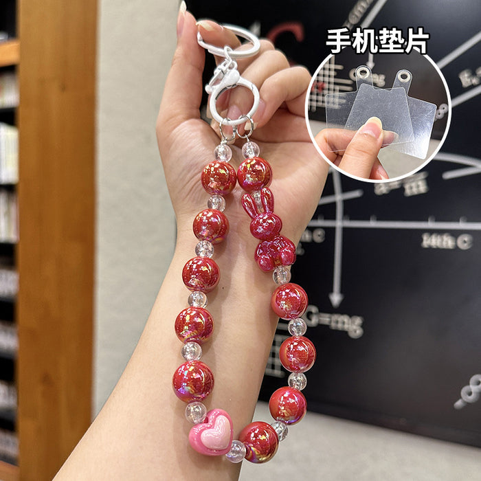 Wholesale Beaded Acrylic Keychain DIY Small Pendant Key Hanging Decoration Car Keychain