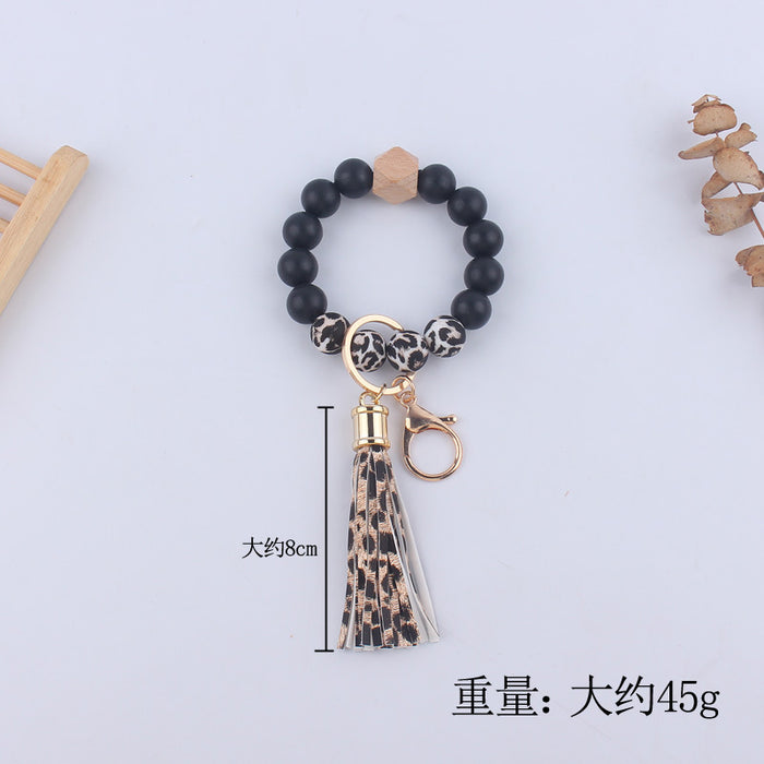 Wholesale Leopard Print Silicone Wrist Keychain JDC-KC-GuangTian026