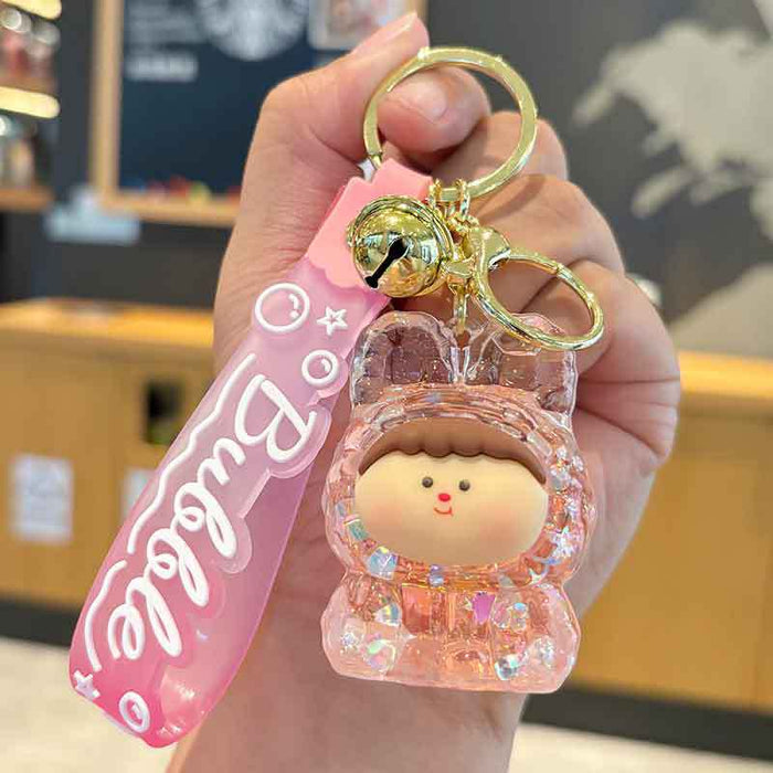 Wholesale Oil-in Acrylic Quicksand Key Chain Cute Flash Doll Key Chain