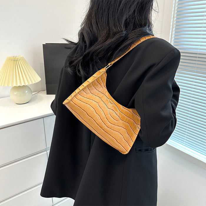 Wholesale Niche Underarm Bags for Women Japanese Fashion Crocodile Pattern Versatile Single Shoulder Baguette Bag JDC-SD-MO004