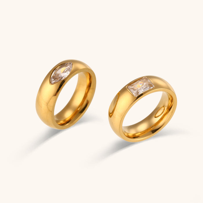 Wholesale Stainless Steel Gold Plated Zirconia Rings JDC-RS-Dingran001