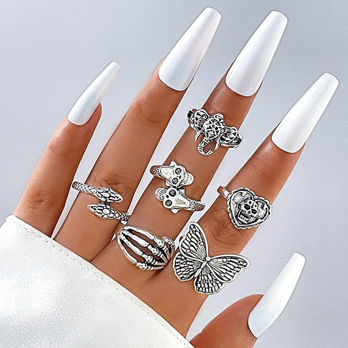 Wholesale Punk Style Skull Snake Ring Set Alloy Fashion Accessory MOQ≥2