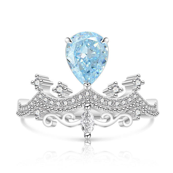 Wholesale Platinum-Plated Copper Geometric Adjustable Ice-Cut Crown Ring for Women