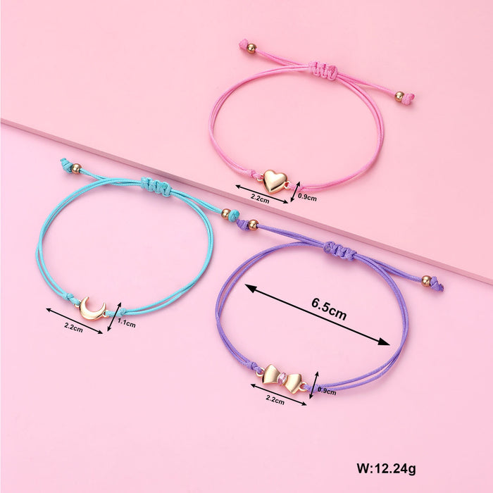 Wholesale 3pcs/set Children's Bracelet  Wire Woven Alloy for Good Friends Adjustable Bracelet suit
