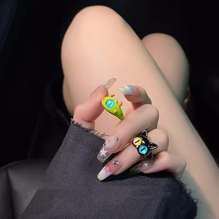 Wholesale Cute and playful one eyed monster ring with a unique and niche design, featuring a unique opening ring